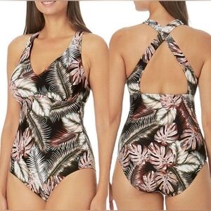 NWT 🌴 Women's Hurley one piece swimsuit Scattered Palms, size small